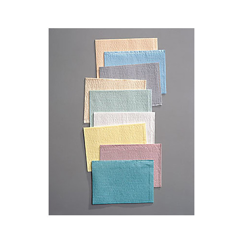 towel, 13" x 18", white, 2-ply tissue + poly, latex free (lf), 500/cs
