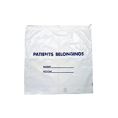 patient belongings bag with handle, white, 20" x 18 ", 250/cs