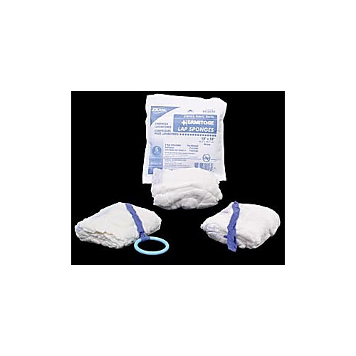 laparotomy sponge, 18" x 36", sterile, x-ray detectable, prewashed, softpack, 3/pk, 20 pk/cs