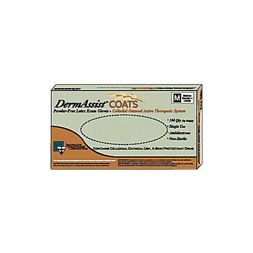 gloves, medium, exam, latex, non-sterile, pf, colloidal oatmeal, therapeutic, 100/bx, 10 bx/cs