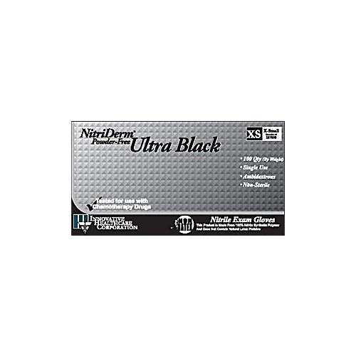gloves, exam, medium, nitrile, chemo, non-sterile, pf, textured, black, 100/bx, 10 bx/cs (96 cs/plt)