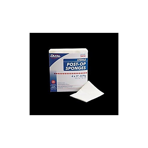 sponge, 4 x 3 sterile post-op, gauze facing, 2/pk, 25 pk/b