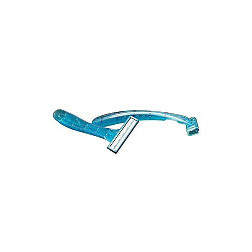 razor, premium, twin blade, dark blue handle, clear plastic  (c08-0518-676)