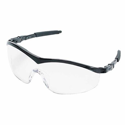 storm safety glasses, red frame, clear lens