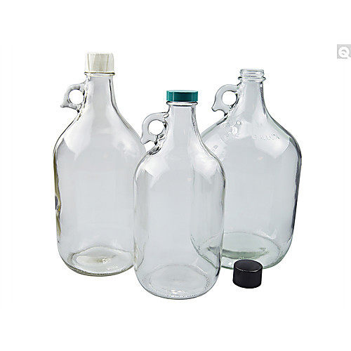 128oz (3840ml) clear jug with 38-400 black phenolic solid pe (c08-0550-138)