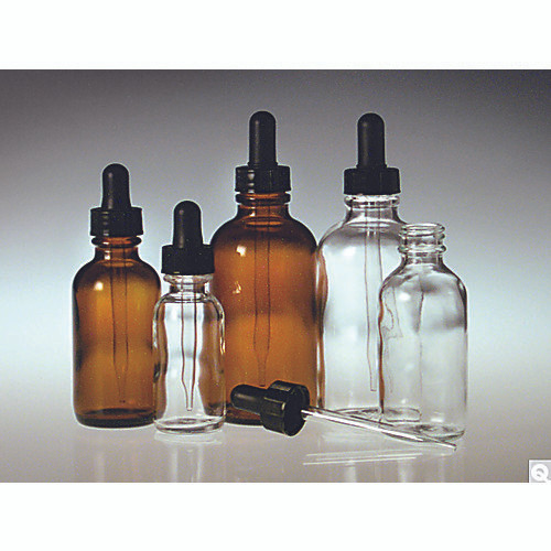 2oz (60ml) amber round dropper bottle with 20-400 black phen