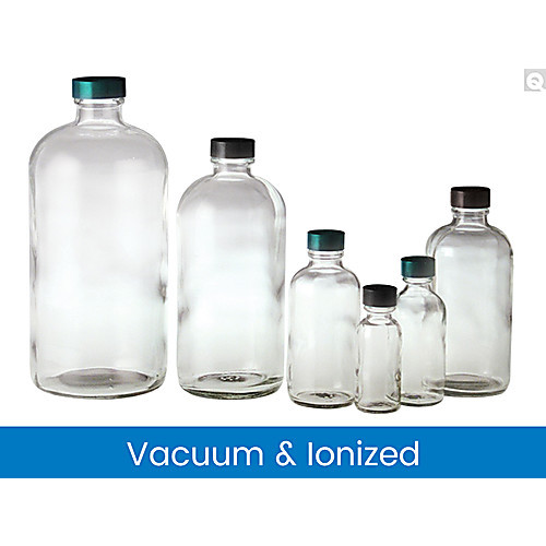 16oz (480ml) clear boston round with 28-400 black phenolic polycone lined cap attached (c08-0551-595)