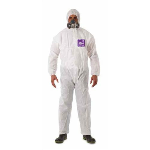 1500 coverall w/ 3-piece hood, 2-way front zipper with storm-flap, white, 5xl