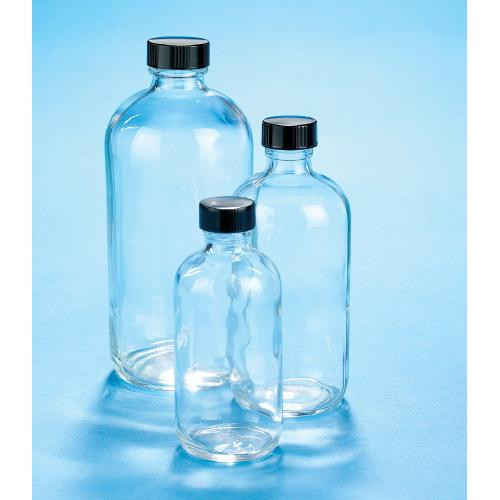 bottle boston round, clear, 4oz, phen, ptfe