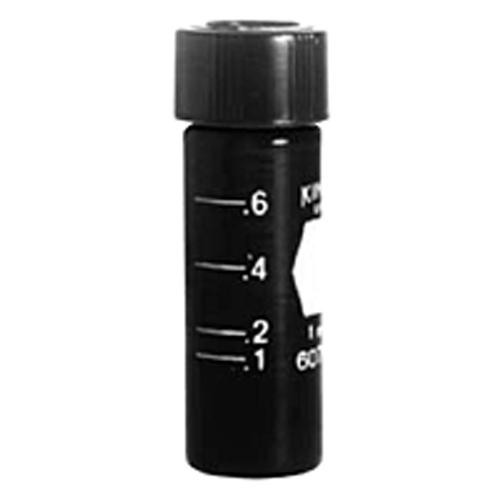 kimax glass 5ml accuform graduated micro-vials with solid top closure and ptfe-faced white rubber liner, amber