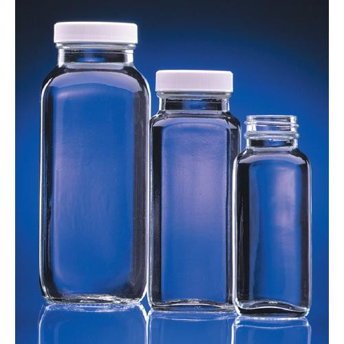 bottle clear french square 4oz w / cap cs 96