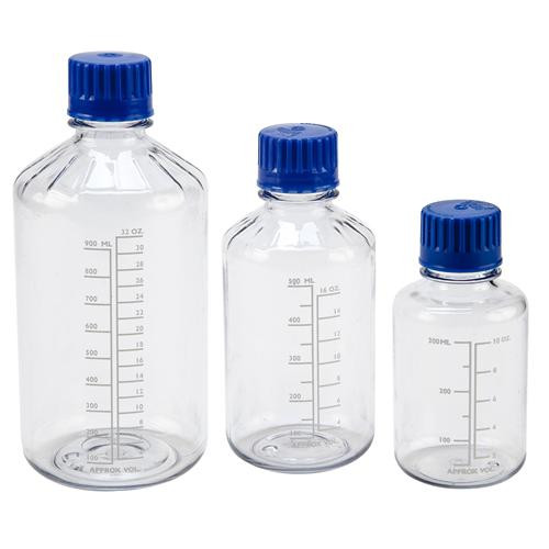 graduated bottles, round, pc, blue pp closure, 500ml (c08-0377-177)
