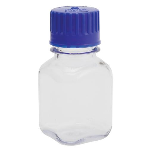 square bottle, pc with blue pp screw closure 1000 ml
