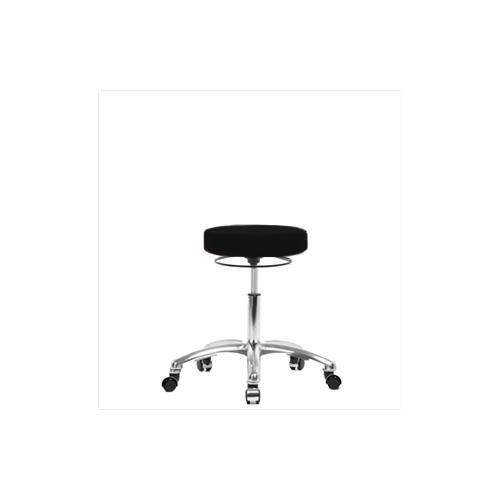 vinyl desk height stool with chrome base, chrome casters, bu