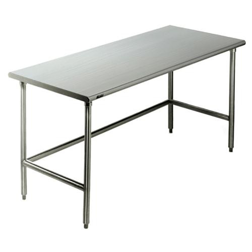 cleanroom table, solid top, brushed stainless steel finish, 24" x 36", c-frame
