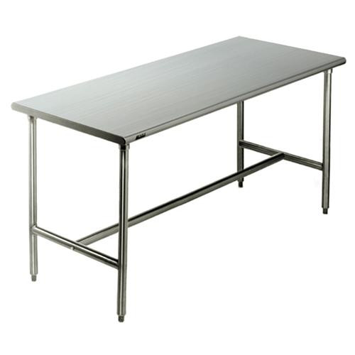 cleanroom table, solid top, brushed stainless steel finish, 36" x 72", h-frame
