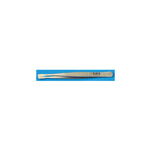 ems #125 tweezer, smooth, flat, and no scratch tips. length: 4  "(120mm), tip 4.4mm wide.
