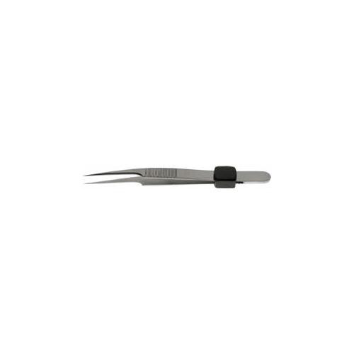 ems #l5a inox 08 alloy, medical tweezers, oblique tips, with clamping ring, length: 115mm