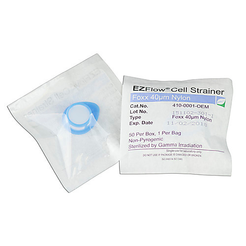 cell strainer, 40um, blue, sterile