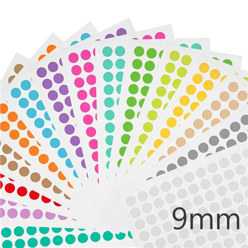 cryogenic color dots (4 x 6" sheet format), 0.35" / 9mm, multicolor sheets