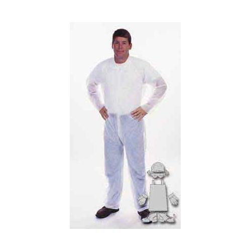 white disposable polypropylene coverall, no hood or elastic, (c08-0593-023)