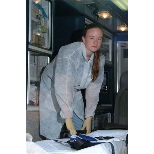 white polypropylene lab coat, 3 pockets & elastic wrists, 3xl