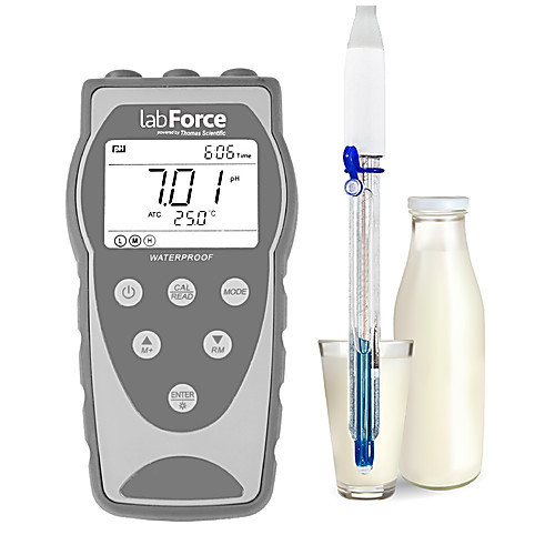 portable ph meter for dairy product like milk, yogurt, and cream (ph200 meter, dairy ph/temp. electrode, buffers & carrying case)