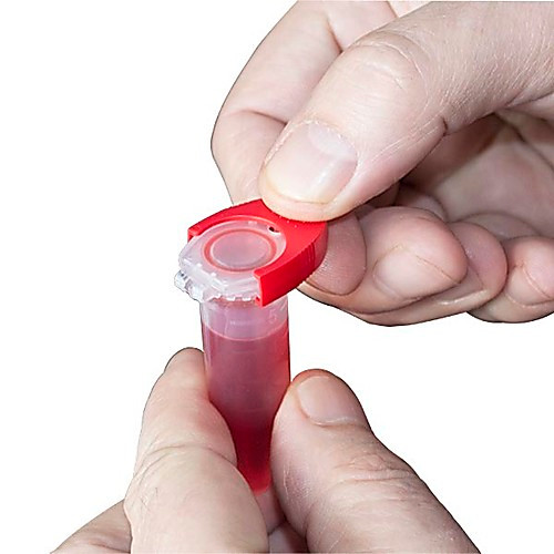 caplock clip for 5.0ml snap cap microcentrifuge tubes, red