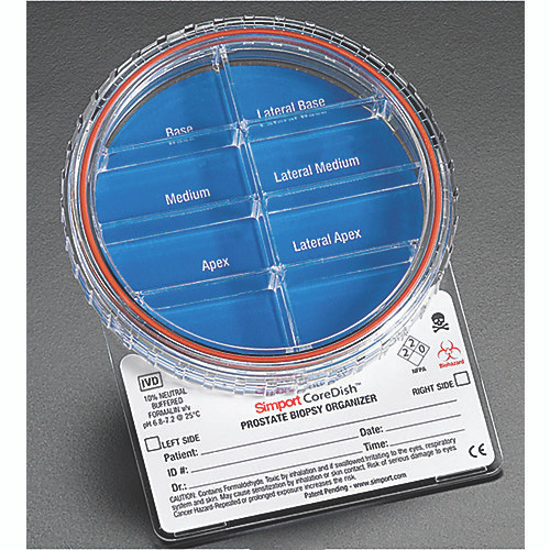 coredishr prostate biopsy container, 8 compartments, prefill