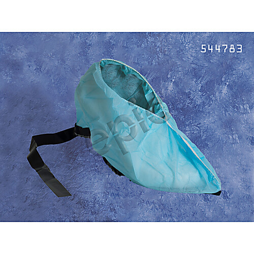 shoecover, epic conductive, polypropylene fabric, regular, light blue color with black sole strip and tail, size large, #544783-l, 100ea/bg, 3bg/cs, 300ea/cs or 150pr/cs formerly 104b1-cond300