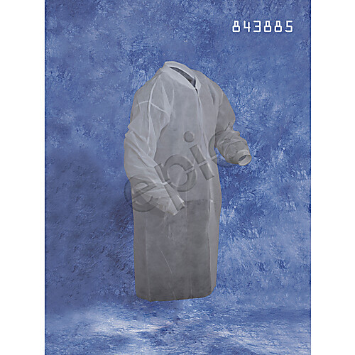 lab coat, epic tians, white, polypro, light weight, knit wrist and collar, no pockets, size large, 50ea/cs