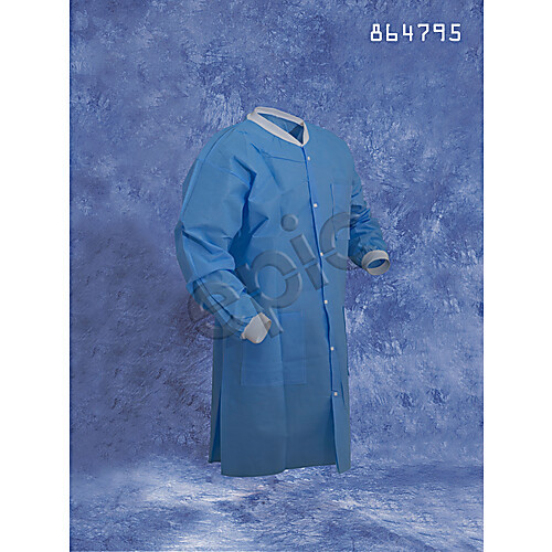 labcoats, sms, hw, blue polypro, 3 pockets, knit wrist, knit (c08-0689-185)