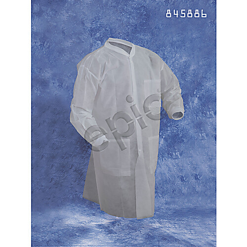 labcoat, polypro, 3 pockets, knit wrist & collar, white, siz (c08-0689-244)