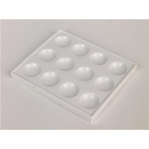 porcelain spot plate, 12 cavities, flat bottom