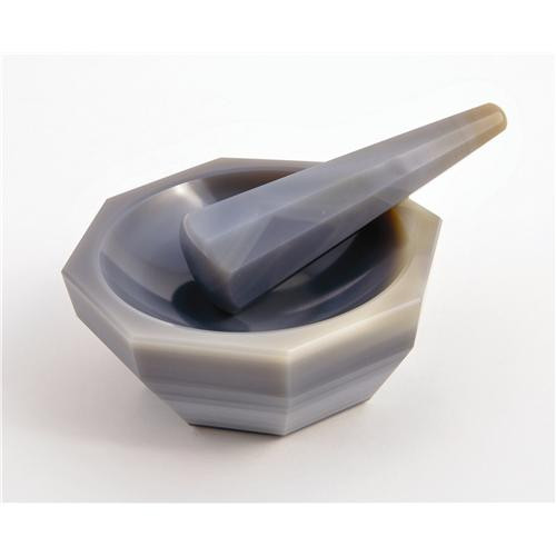 mortar & pestle set, agate stone, 8ml