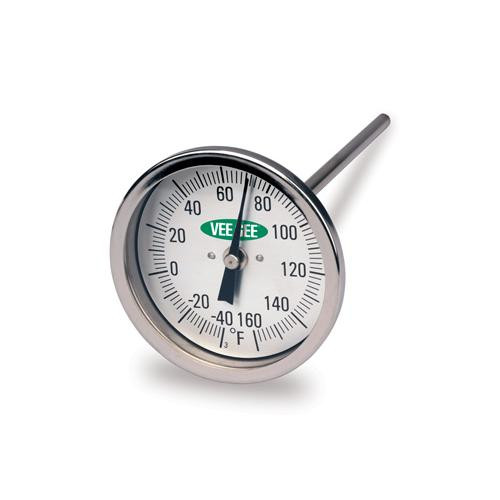 thermometer, dial, 0  to 200 f, 3" diameter, 36"