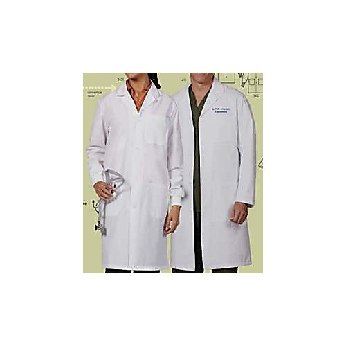 lab coat, 65% polyester, 35% cotton,white,4xl, knit wrist,fo