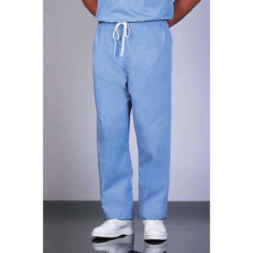 unisex drawcord scrub pants, ciel blue, medium