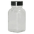 1 oz clear square tablet bottle with 33-400 black phenolic pulp/vinyl lined cap attached (c062b-032025)