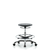 class 10 huron polyurethane clean room stool - medium bench height with chrome foot ring and casters in black polyurethane (c062b-030995)