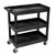 high capacity three shelf tub cart, black, 4 swivel casters