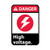 danger, high voltage with graphic, 10x7, rigid plastic