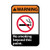 warning, no smoking beyond this point, 14x10, rigid plastic