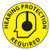 hearing protection required walk-on floor sign, 17 dia.