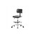 basic polyurethane, medium bench height chair with chrome base, chrome foot ring, chrome casters