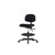 vinyl medium bench height chair with black nylon base, with tilt, no arms, chrome foot ring, casters, gray