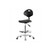 basic industrial polyurethane high bench height chair with chrome base, adjustable arms, chrome foot ring, chrome casters