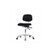 clean room vinyl desk height chair with chrome base, with tilt, no arms, glides, black (c08-0380-615)