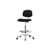 basic clean room vinyl high bench height chair with chrome base, chrome foot ring, glides, navy