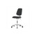 basic cleanroom vinyl medium bench height chair with medium back, chrome base, no foot ring, chrome casters, black (c08-0383-111)